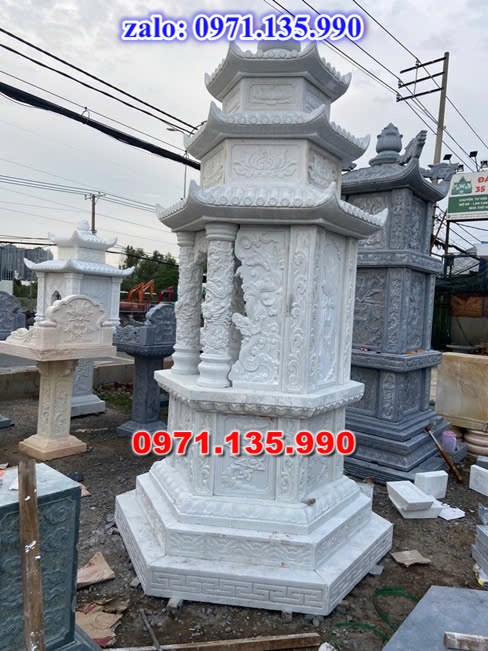 mộ tháp đá, bảo tháp đá, mộ tháp đá lục giác, mộ tháp đá để thờ tro cốt, giá bán mộ tháp bằng đá, thiết kế kích thước xây mộ tháp, 