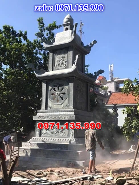 mộ tháp đá, bảo tháp đá, mộ tháp đá lục giác, mộ tháp đá để thờ tro cốt, giá bán mộ tháp bằng đá, thiết kế kích thước xây mộ tháp, 