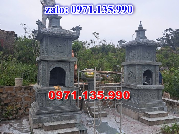 mộ tháp đá, bảo tháp đá, mộ tháp đá lục giác, mộ tháp đá để thờ tro cốt, giá bán mộ tháp bằng đá, thiết kế kích thước xây mộ tháp, 