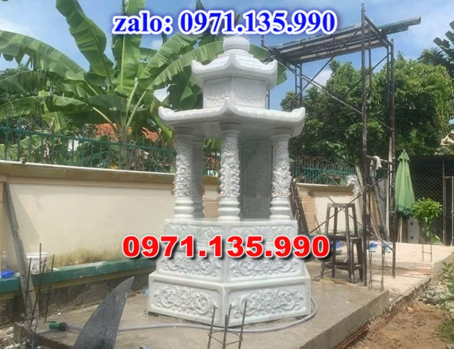 mộ tháp đá, bảo tháp đá, mộ tháp đá lục giác, mộ tháp đá để thờ tro cốt, giá bán mộ tháp bằng đá, thiết kế kích thước xây mộ tháp, 