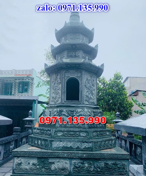 mộ tháp đá, bảo tháp đá, mộ tháp đá lục giác, mộ tháp đá để thờ tro cốt, giá bán mộ tháp bằng đá, thiết kế kích thước xây mộ tháp,