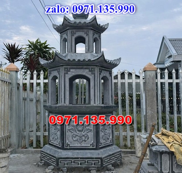 mộ tháp đá, bảo tháp đá, mộ tháp đá lục giác, mộ tháp đá để thờ tro cốt, giá bán mộ tháp bằng đá, thiết kế kích thước xây mộ tháp, 
