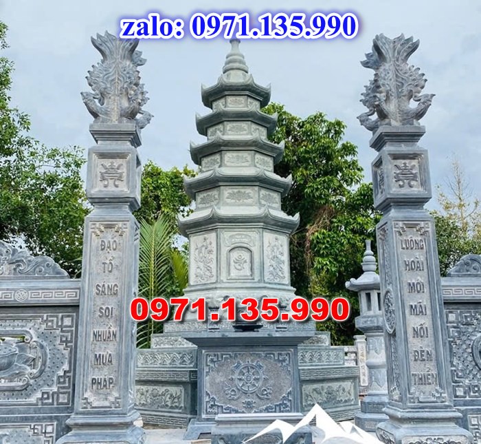 mộ tháp đá, bảo tháp đá, mộ tháp đá lục giác, mộ tháp đá để thờ tro cốt, giá bán mộ tháp bằng đá, thiết kế kích thước xây mộ tháp,