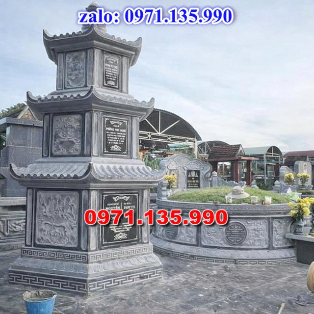 mộ tháp đá, bảo tháp đá, mộ tháp đá lục giác, mộ tháp đá để thờ tro cốt, giá bán mộ tháp bằng đá, thiết kế kích thước xây mộ tháp,