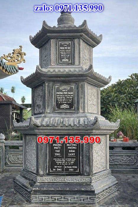 mộ tháp đá, bảo tháp đá, mộ tháp đá lục giác, mộ tháp đá để thờ tro cốt, giá bán mộ tháp bằng đá, thiết kế kích thước xây mộ tháp, 