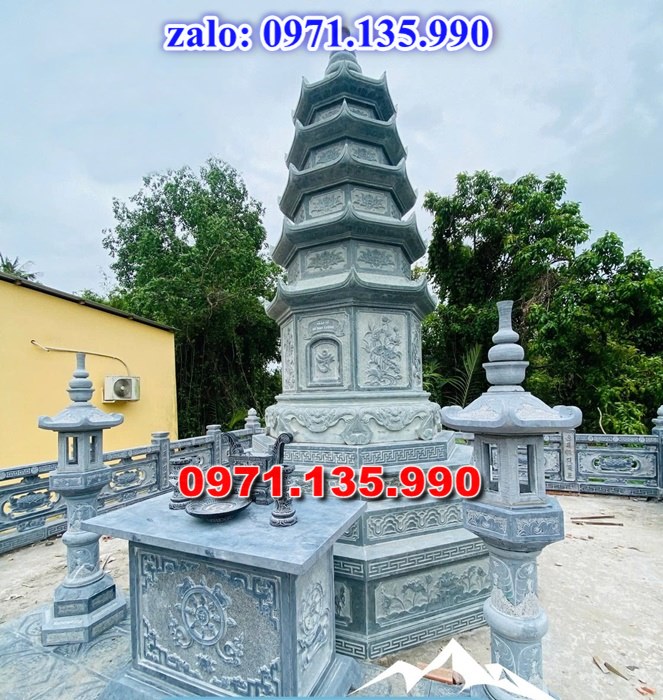 mộ tháp đá, bảo tháp đá, mộ tháp đá lục giác, mộ tháp đá để thờ tro cốt, giá bán mộ tháp bằng đá, thiết kế kích thước xây mộ tháp,