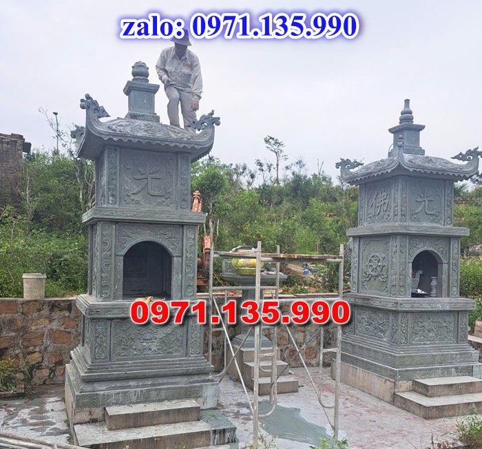 mộ tháp đá, bảo tháp đá, mộ tháp đá lục giác, mộ tháp đá để thờ tro cốt, giá bán mộ tháp bằng đá, thiết kế kích thước xây mộ tháp,