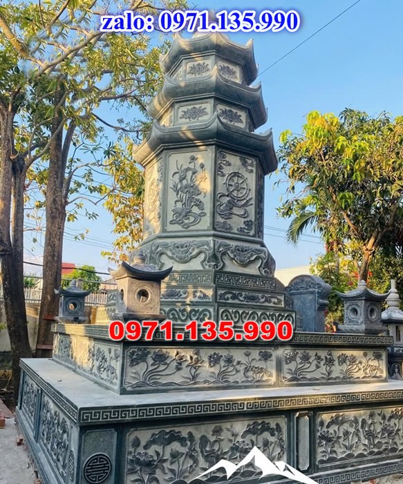 mộ tháp đá, bảo tháp đá, mộ tháp đá lục giác, mộ tháp đá để thờ tro cốt, giá bán mộ tháp bằng đá, thiết kế kích thước xây mộ tháp,