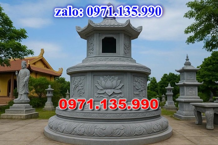 mộ tháp đá, bảo tháp đá, mộ tháp đá lục giác, mộ tháp đá để thờ tro cốt, giá bán mộ tháp bằng đá, thiết kế kích thước xây mộ tháp, 
