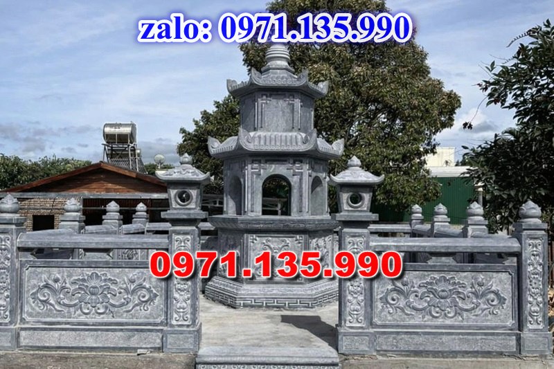 mộ tháp đá, bảo tháp đá, mộ tháp đá lục giác, mộ tháp đá để thờ tro cốt, giá bán mộ tháp bằng đá, thiết kế kích thước xây mộ tháp, 
