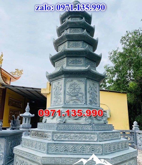 mộ tháp đá, bảo tháp đá, mộ tháp đá lục giác, mộ tháp đá để thờ tro cốt, giá bán mộ tháp bằng đá, thiết kế kích thước xây mộ tháp,