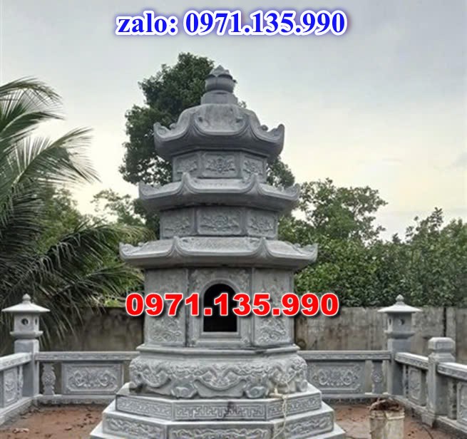 mộ tháp đá, bảo tháp đá, mộ tháp đá lục giác, mộ tháp đá để thờ tro cốt, giá bán mộ tháp bằng đá, thiết kế kích thước xây mộ tháp, 
