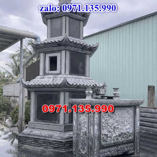 mộ tháp đá, bảo tháp đá, mộ tháp đá lục giác, mộ tháp đá để thờ tro cốt, giá bán mộ tháp bằng đá, thiết kế kích thước xây mộ tháp,