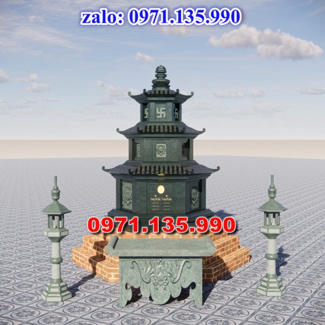 mộ tháp đá, bảo tháp đá, mộ tháp đá lục giác, mộ tháp đá để thờ tro cốt, giá bán mộ tháp bằng đá, thiết kế kích thước xây mộ tháp, 