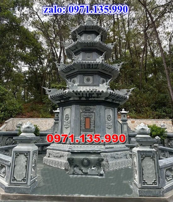 mộ tháp đá, bảo tháp đá, mộ tháp đá lục giác, mộ tháp đá để thờ tro cốt, giá bán mộ tháp bằng đá, thiết kế kích thước xây mộ tháp, 