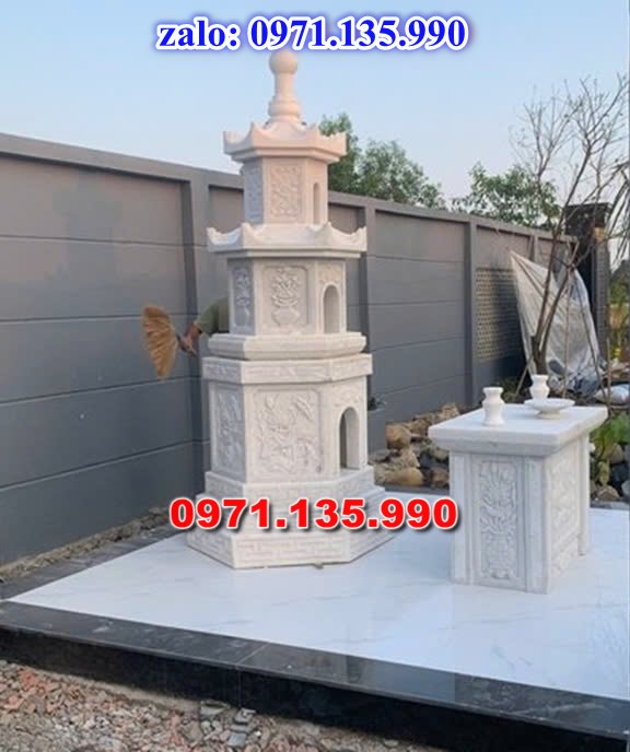mộ tháp đá, bảo tháp đá, mộ tháp đá lục giác, mộ tháp đá để thờ tro cốt, giá bán mộ tháp bằng đá, thiết kế kích thước xây mộ tháp,