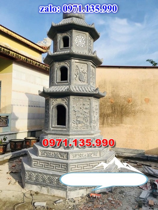 mộ tháp đá, bảo tháp đá, mộ tháp đá lục giác, mộ tháp đá để thờ tro cốt, giá bán mộ tháp bằng đá, thiết kế kích thước xây mộ tháp,