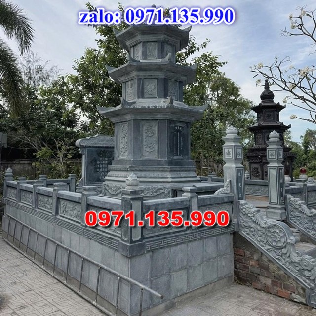 mộ tháp đá, bảo tháp đá, mộ tháp đá lục giác, mộ tháp đá để thờ tro cốt, giá bán mộ tháp bằng đá, thiết kế kích thước xây mộ tháp,