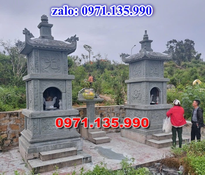 mộ tháp đá, bảo tháp đá, mộ tháp đá lục giác, mộ tháp đá để thờ tro cốt, giá bán mộ tháp bằng đá, thiết kế kích thước xây mộ tháp, 