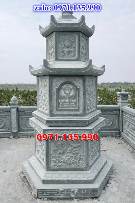 mộ tháp đá, bảo tháp đá, mộ tháp đá lục giác, mộ tháp đá để thờ tro cốt, giá bán mộ tháp bằng đá, thiết kế kích thước xây mộ tháp, 