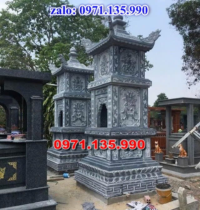 mộ tháp đá, bảo tháp đá, mộ tháp đá lục giác, mộ tháp đá để thờ tro cốt, giá bán mộ tháp bằng đá, thiết kế kích thước xây mộ tháp, 