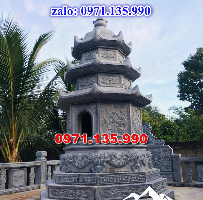 mộ tháp đá, bảo tháp đá, mộ tháp đá lục giác, mộ tháp đá để thờ tro cốt, giá bán mộ tháp bằng đá, thiết kế kích thước xây mộ tháp,