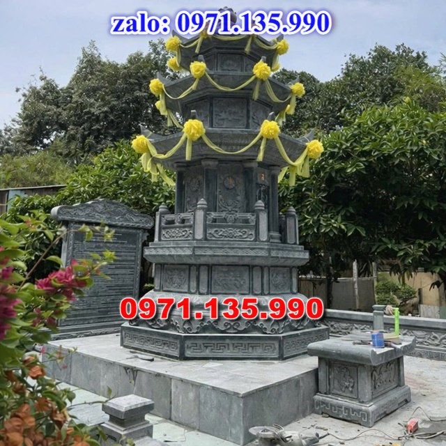 mộ tháp đá, bảo tháp đá, mộ tháp đá lục giác, mộ tháp đá để thờ tro cốt, giá bán mộ tháp bằng đá, thiết kế kích thước xây mộ tháp,