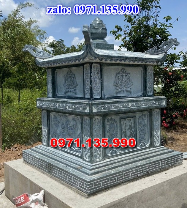mộ tháp đá, bảo tháp đá, mộ tháp đá lục giác, mộ tháp đá để thờ tro cốt, giá bán mộ tháp bằng đá, thiết kế kích thước xây mộ tháp, 
