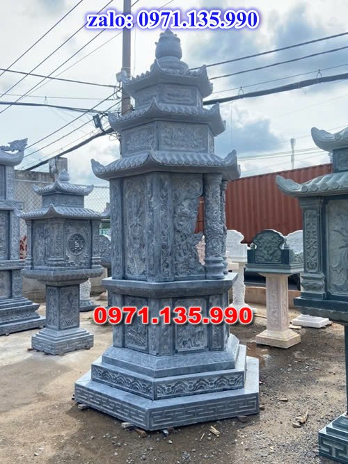 mộ tháp đá, bảo tháp đá, mộ tháp đá lục giác, mộ tháp đá để thờ tro cốt, giá bán mộ tháp bằng đá, thiết kế kích thước xây mộ tháp, 
