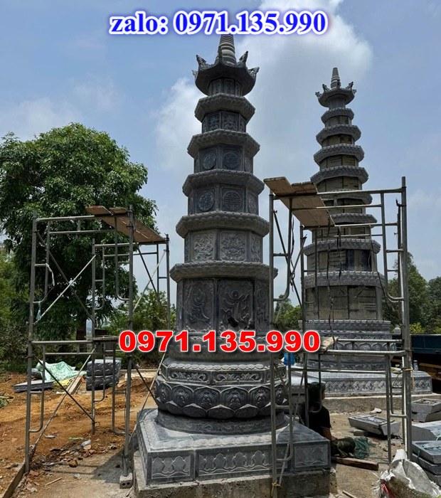 mộ tháp đá, bảo tháp đá, mộ tháp đá lục giác, mộ tháp đá để thờ tro cốt, giá bán mộ tháp bằng đá, thiết kế kích thước xây mộ tháp,
