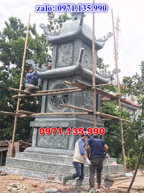 mộ tháp đá, bảo tháp đá, mộ tháp đá lục giác, mộ tháp đá để thờ tro cốt, giá bán mộ tháp bằng đá, thiết kế kích thước xây mộ tháp,