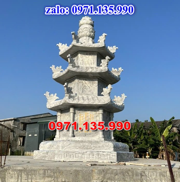 mộ tháp đá, bảo tháp đá, mộ tháp đá lục giác, mộ tháp đá để thờ tro cốt, giá bán mộ tháp bằng đá, thiết kế kích thước xây mộ tháp,