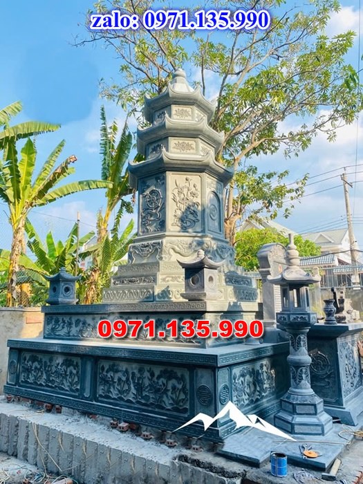mộ tháp đá, bảo tháp đá, mộ tháp đá lục giác, mộ tháp đá để thờ tro cốt, giá bán mộ tháp bằng đá, thiết kế kích thước xây mộ tháp,