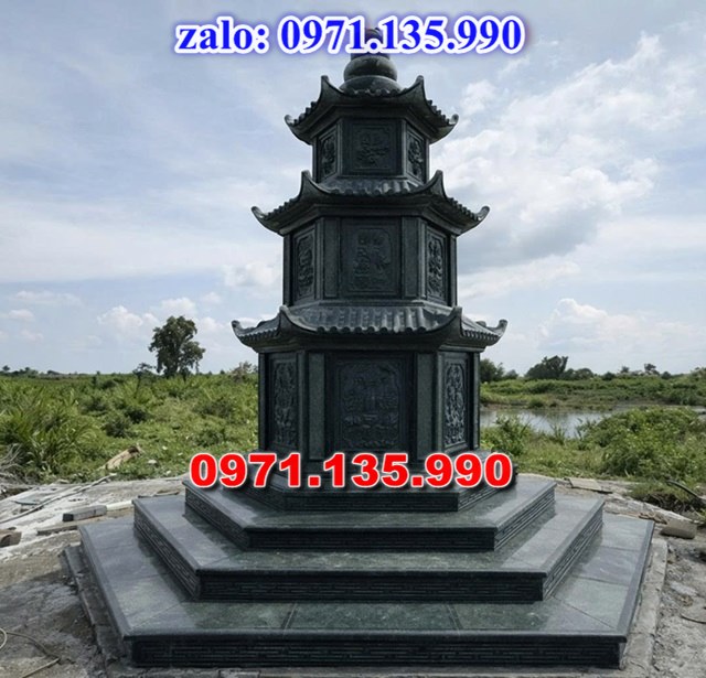 mộ tháp đá, bảo tháp đá, mộ tháp đá lục giác, mộ tháp đá để thờ tro cốt, giá bán mộ tháp bằng đá, thiết kế kích thước xây mộ tháp, 