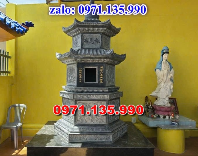 mộ tháp đá, bảo tháp đá, mộ tháp đá lục giác, mộ tháp đá để thờ tro cốt, giá bán mộ tháp bằng đá, thiết kế kích thước xây mộ tháp,