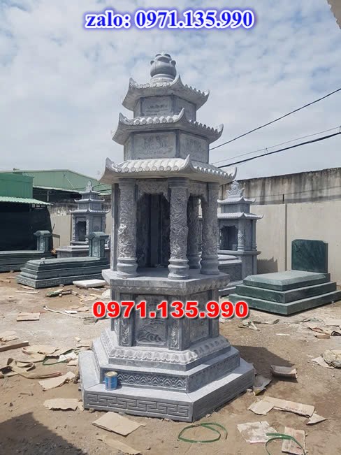 mộ tháp đá, bảo tháp đá, mộ tháp đá lục giác, mộ tháp đá để thờ tro cốt, giá bán mộ tháp bằng đá, thiết kế kích thước xây mộ tháp, 