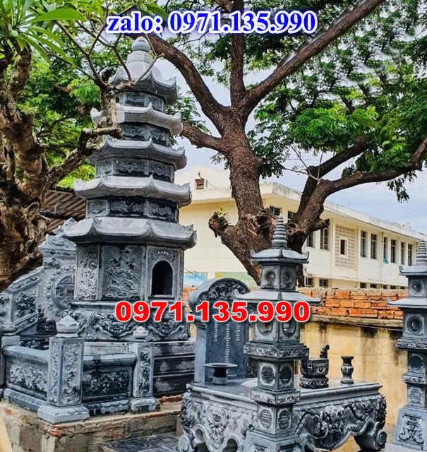 mộ tháp đá, bảo tháp đá, mộ tháp đá lục giác, mộ tháp đá để thờ tro cốt, giá bán mộ tháp bằng đá, thiết kế kích thước xây mộ tháp,
