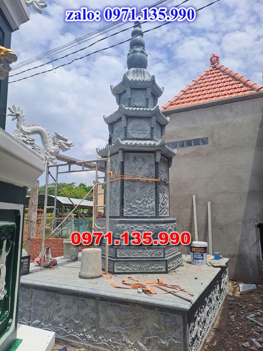 mộ tháp đá, bảo tháp đá, mộ tháp đá lục giác, mộ tháp đá để thờ tro cốt, giá bán mộ tháp bằng đá, thiết kế kích thước xây mộ tháp, 