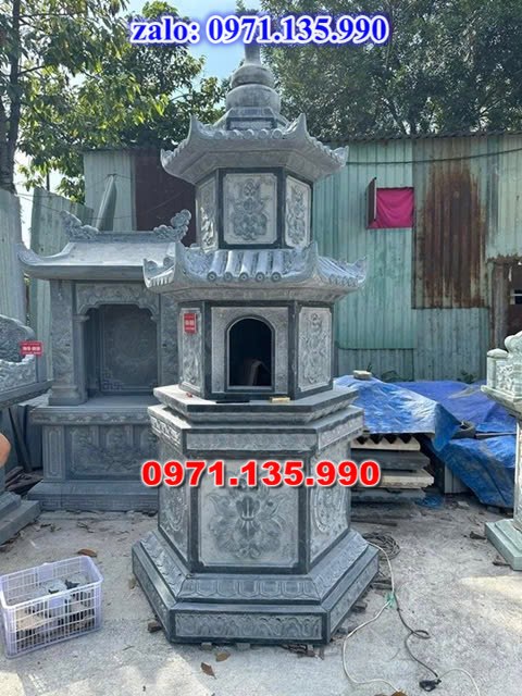 mộ tháp đá, bảo tháp đá, mộ tháp đá lục giác, mộ tháp đá để thờ tro cốt, giá bán mộ tháp bằng đá, thiết kế kích thước xây mộ tháp,