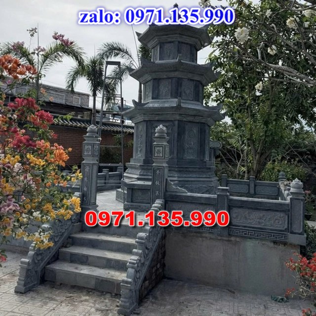 mộ tháp đá, bảo tháp đá, mộ tháp đá lục giác, mộ tháp đá để thờ tro cốt, giá bán mộ tháp bằng đá, thiết kế kích thước xây mộ tháp,