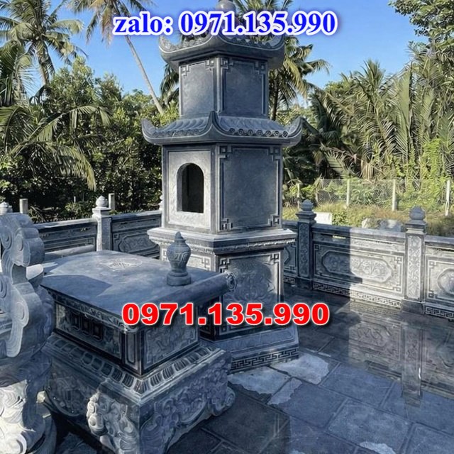 mộ tháp đá, bảo tháp đá, mộ tháp đá lục giác, mộ tháp đá để thờ tro cốt, giá bán mộ tháp bằng đá, thiết kế kích thước xây mộ tháp, 