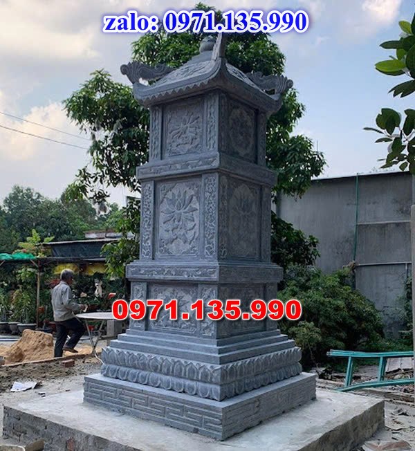 mộ tháp đá, bảo tháp đá, mộ tháp đá lục giác, mộ tháp đá để thờ tro cốt, giá bán mộ tháp bằng đá, thiết kế kích thước xây mộ tháp, 