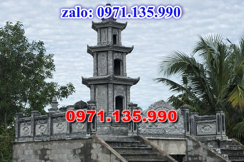 mộ tháp đá, bảo tháp đá, mộ tháp đá lục giác, mộ tháp đá để thờ tro cốt, giá bán mộ tháp bằng đá, thiết kế kích thước xây mộ tháp, 