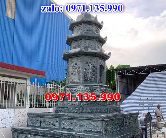 mộ tháp đá, bảo tháp đá, mộ tháp đá lục giác, mộ tháp đá để thờ tro cốt, giá bán mộ tháp bằng đá, thiết kế kích thước xây mộ tháp, 