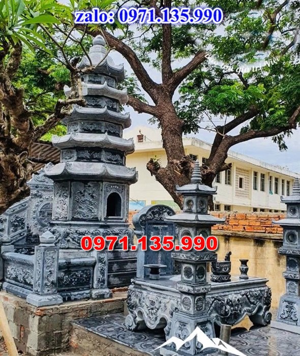 mộ tháp đá, bảo tháp đá, mộ tháp đá lục giác, mộ tháp đá để thờ tro cốt, giá bán mộ tháp bằng đá, thiết kế kích thước xây mộ tháp,