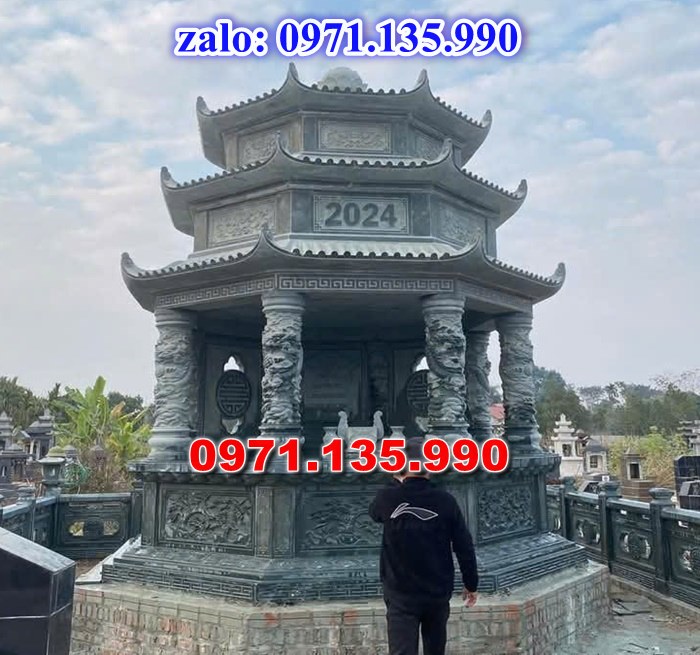 mộ tháp đá, bảo tháp đá, mộ tháp đá lục giác, mộ tháp đá để thờ tro cốt, giá bán mộ tháp bằng đá, thiết kế kích thước xây mộ tháp, 
