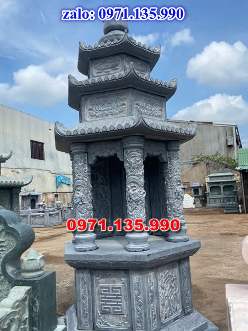 mộ tháp đá, bảo tháp đá, mộ tháp đá lục giác, mộ tháp đá để thờ tro cốt, giá bán mộ tháp bằng đá, thiết kế kích thước xây mộ tháp, 