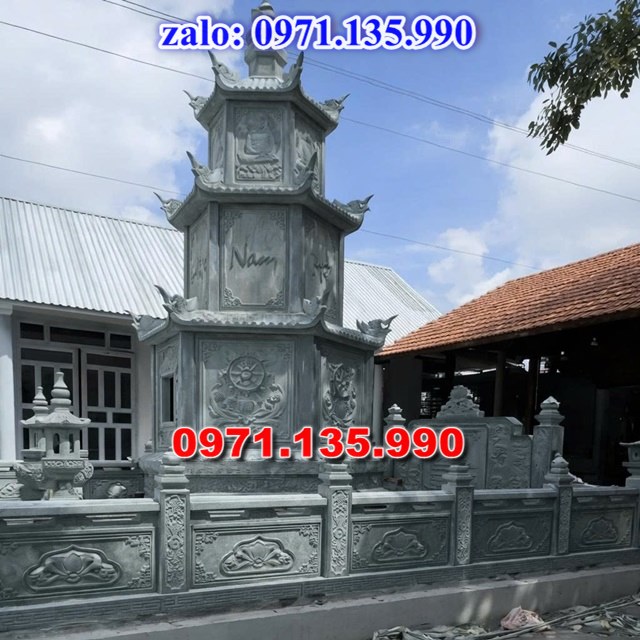 mộ tháp đá, bảo tháp đá, mộ tháp đá lục giác, mộ tháp đá để thờ tro cốt, giá bán mộ tháp bằng đá, thiết kế kích thước xây mộ tháp,