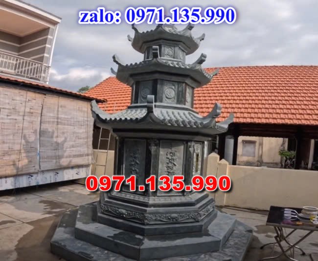 mộ tháp đá, bảo tháp đá, mộ tháp đá lục giác, mộ tháp đá để thờ tro cốt, giá bán mộ tháp bằng đá, thiết kế kích thước xây mộ tháp, 