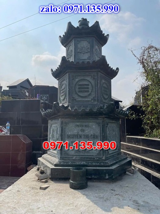 mộ tháp đá, bảo tháp đá, mộ tháp đá lục giác, mộ tháp đá để thờ tro cốt, giá bán mộ tháp bằng đá, thiết kế kích thước xây mộ tháp, 